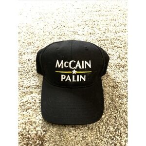 McCain Palin Adjustable‎ Hat Cap Black Political Election Made In USA